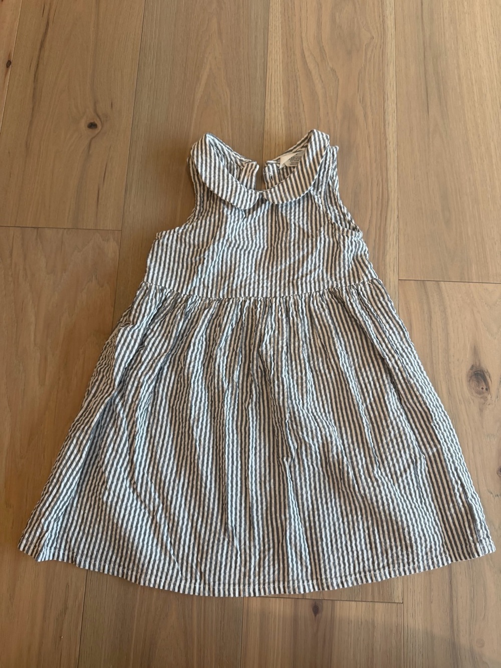 H&M Blue and White Striped Peter Pan Collar Casual Dress